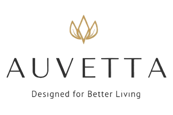 Auvetta logo with brand name and tagline on a beige background