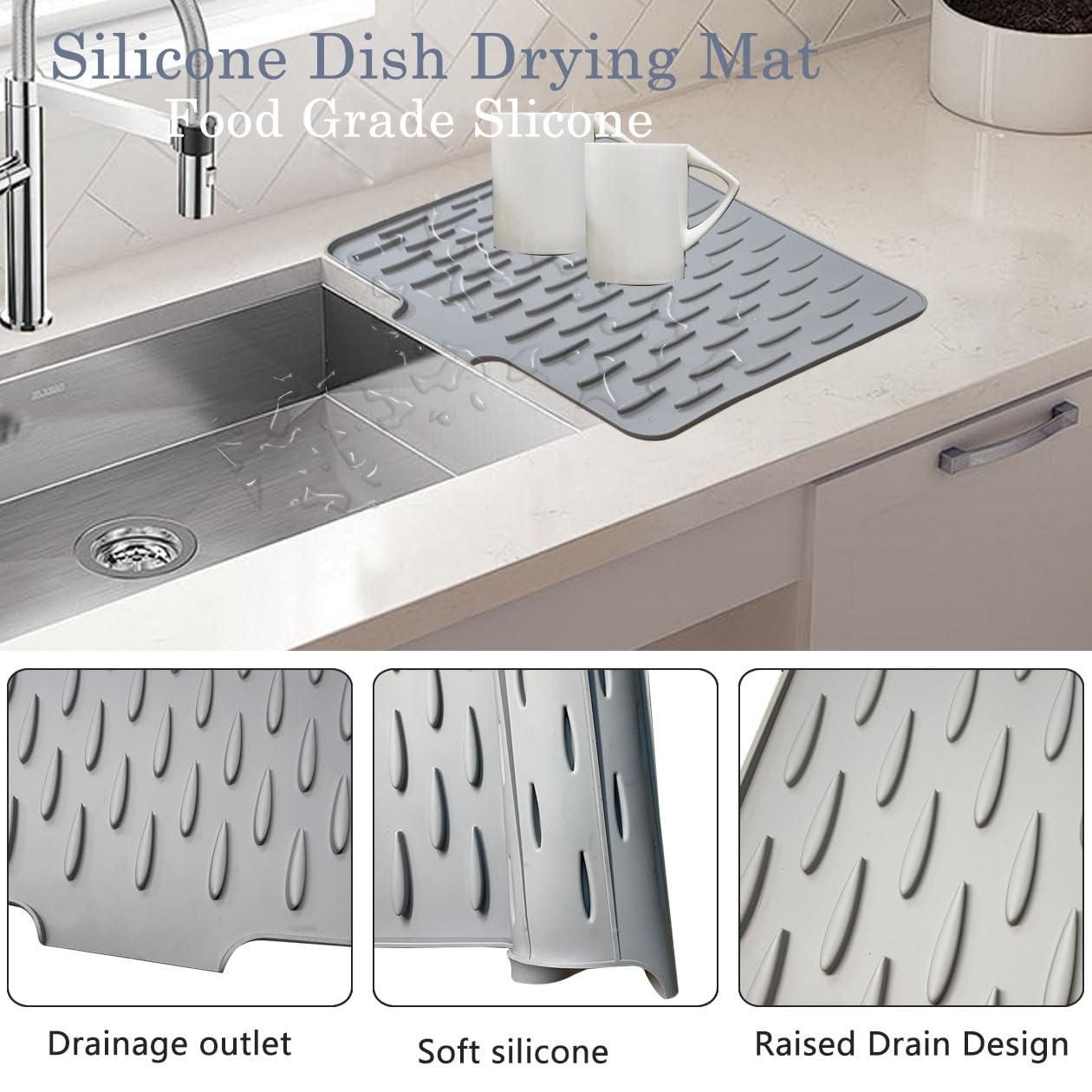 Auvetta™ Silicone Dish Drying Mat – Quick-Dry, Anti-Slip Kitchen Countertop Mat