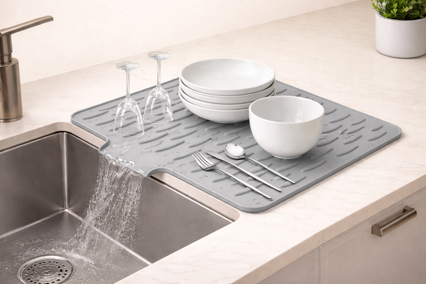 Auvetta™ Silicone Dish Drying Mat – Quick-Dry, Anti-Slip Kitchen Countertop Mat